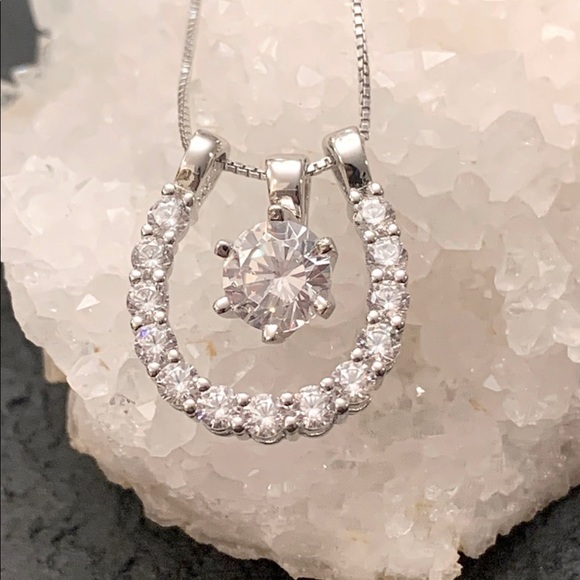 Sterling Silver 2 piece pendant necklace with Genuine Crystals - Picture 3 of 5